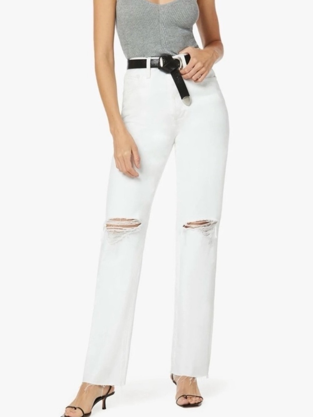 Favorite Daughter Otto High Rise Distressed Boyfriend Whistler White Jeans